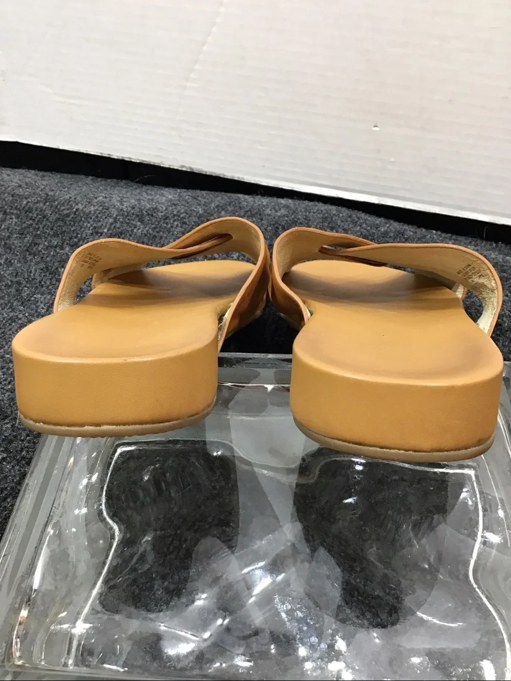 Michael Michael  Kors Cognac Somerly Leather Crossband Slide Sandals 7.5 - Picture 7 of 9
